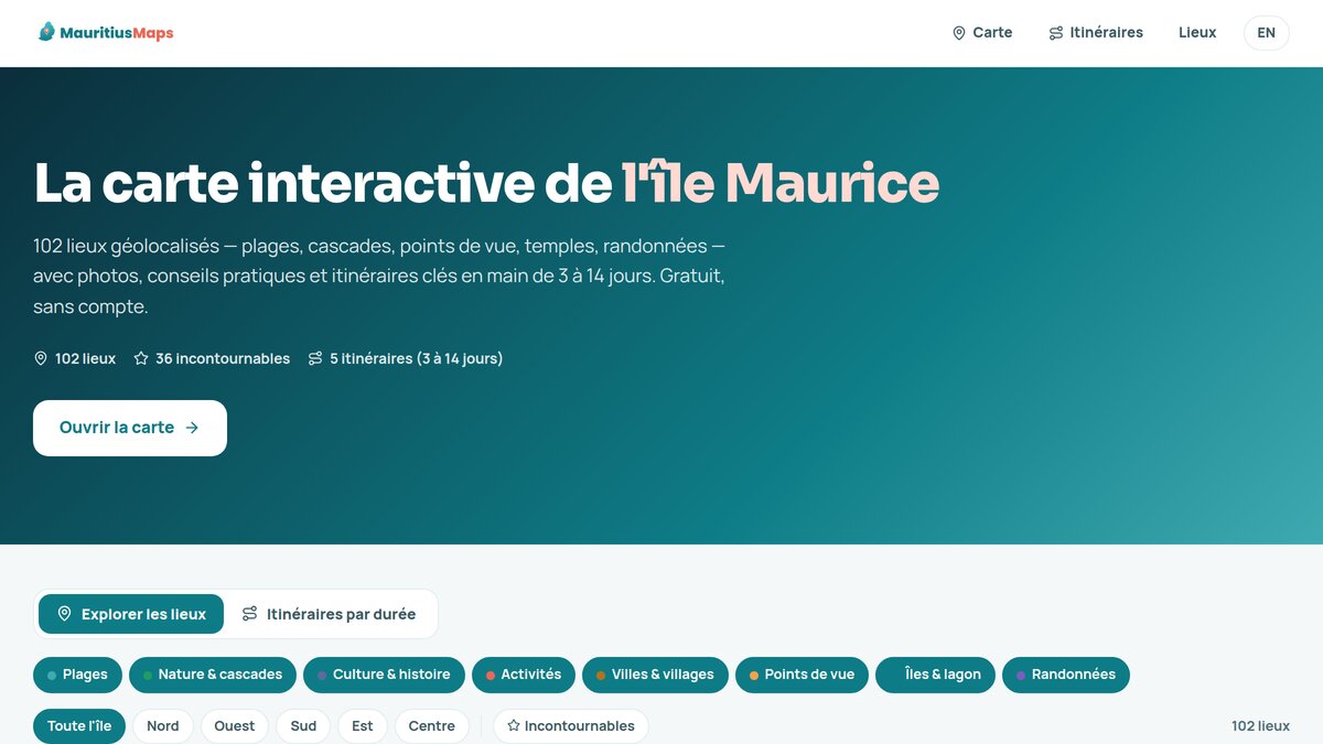 MauritiusMaps, la carte interactive des lieux à visiter à l'île Maurice